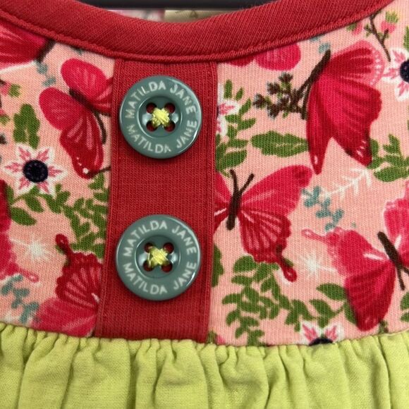 Matilda Jane lime green eyelet and butterfly patterned mixed Media dress size 4 - Picture 5 of 15